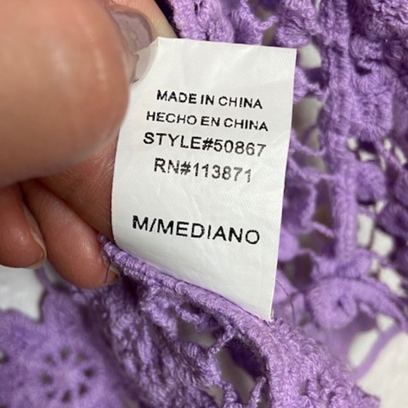 TOBI Purple Floral Crochet Festival Tank Top Med - Picture 9 of 10